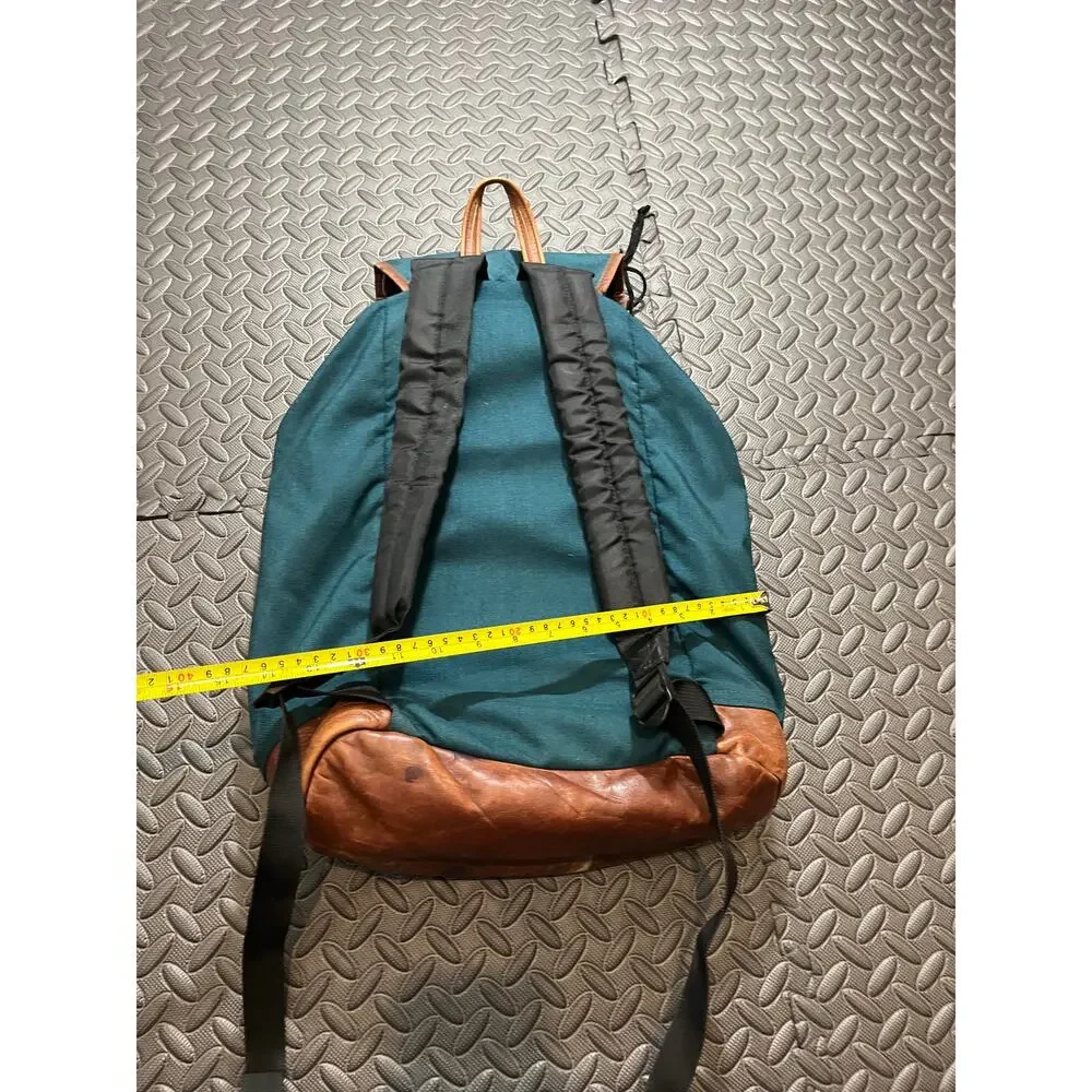 VTG Vintage 90s LL Bean Book Bag - Aztec Southwest &‎ Leather Backpack Green USA